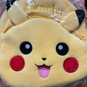 Pokemon Pikachu Yellow Back Pack. New. 10in x 10in. Zipper pouch. See descriptn!